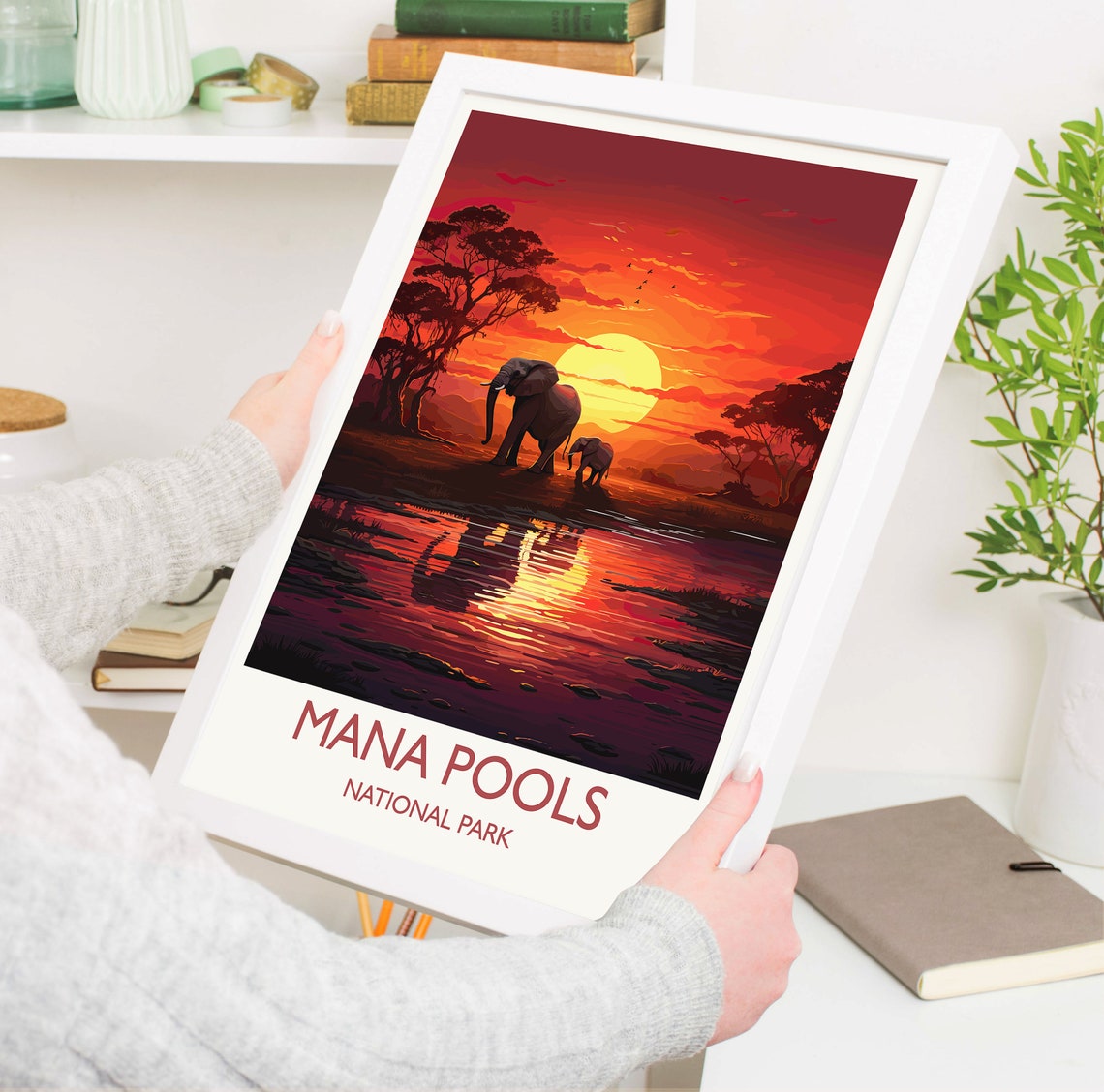Mana Pools National Park Sunset Elephant Africa Safari Art Poster - Image 5