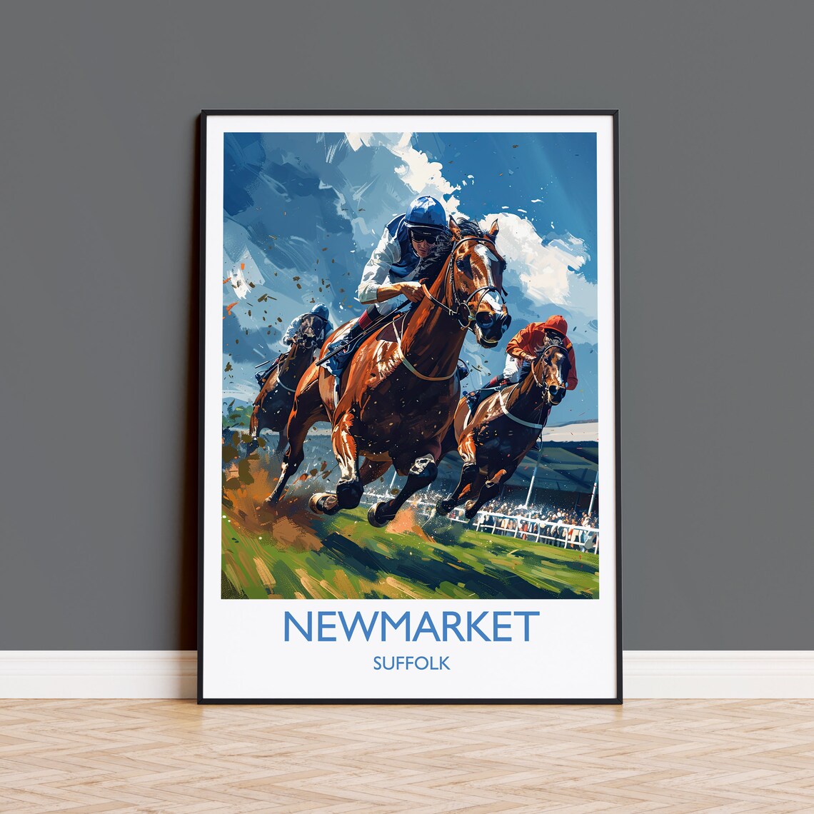 Newmarket Travel Poster, Suffolk England Art Print