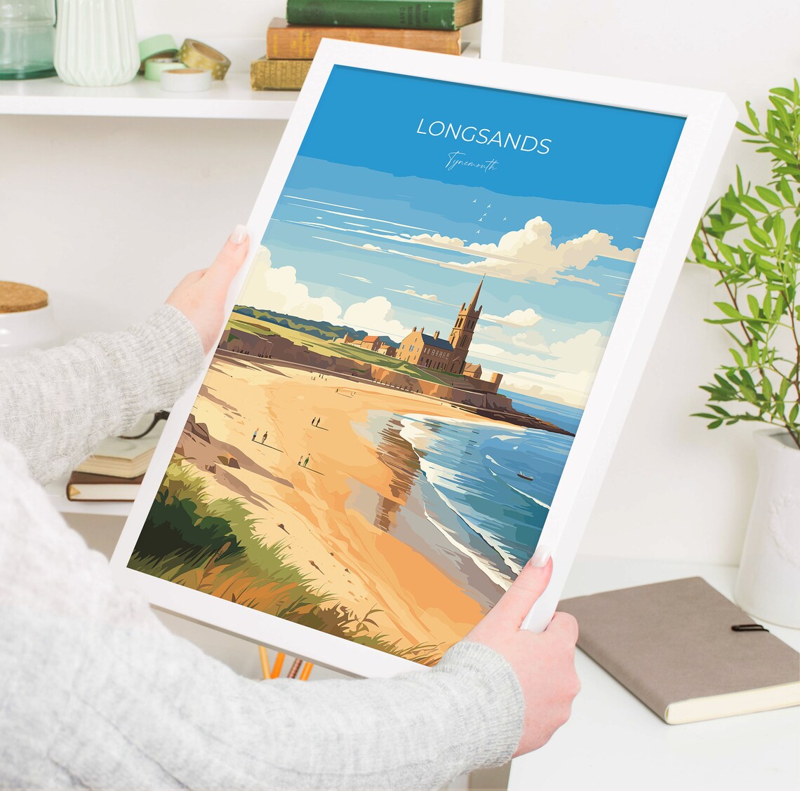 Longsands Tynemouth Golden Beach Church Seaside Travel Poster - Image 5