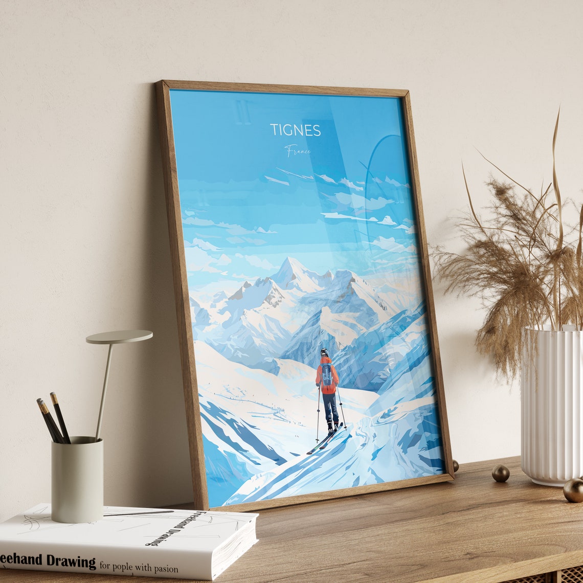 Tignes Wall Art Travel Poster Travel Print Of Tignes Ski Poster Tignes Art Gift France Ski Art Travel Gift - Image 2