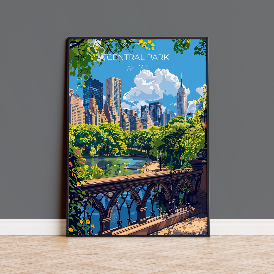 Central Park New York Travel Poster, USA Art Print