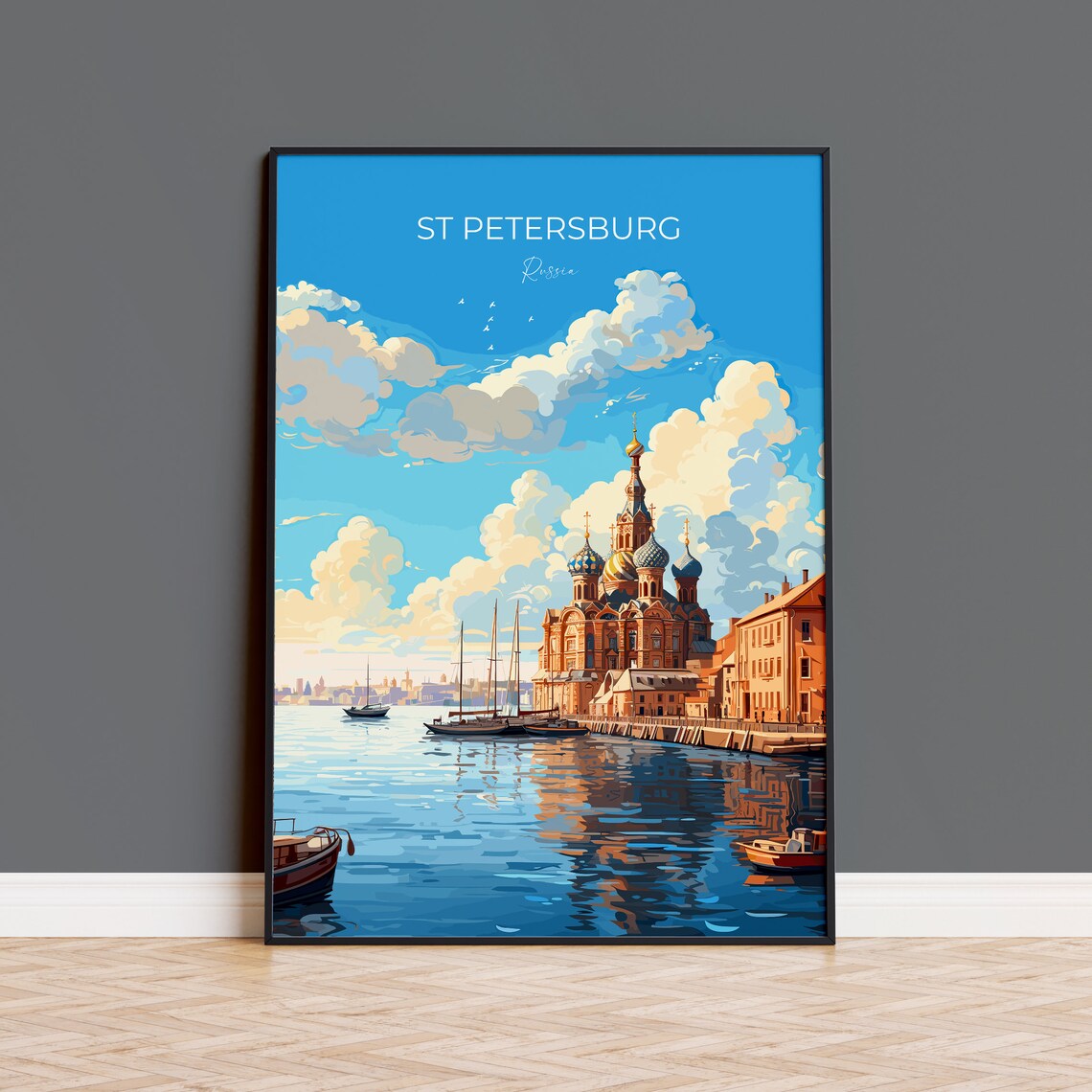St Petersburg Travel Poster, Russia City View