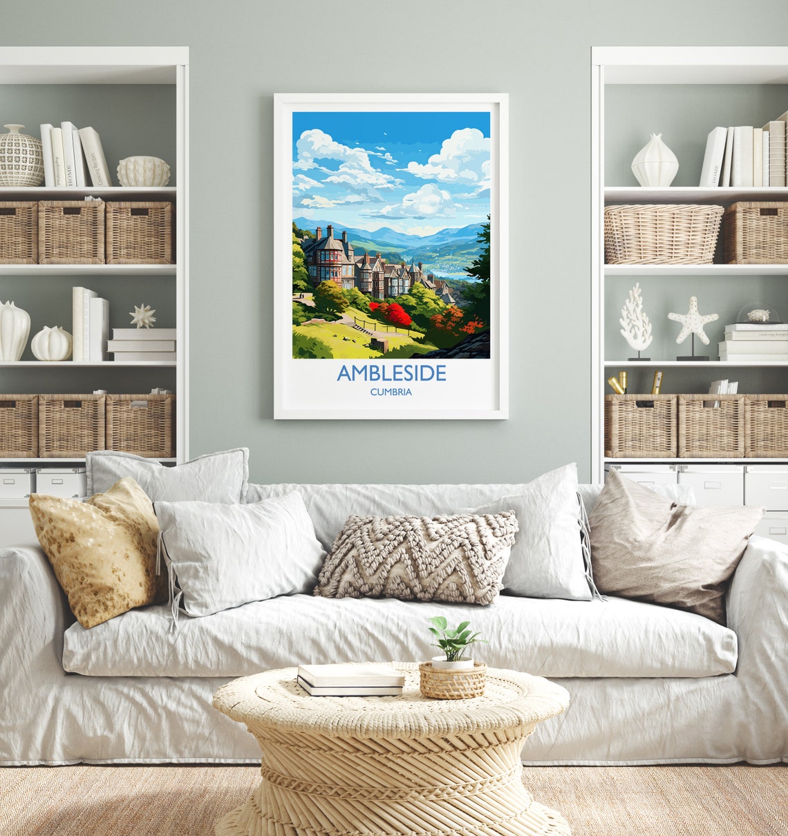 Ambleside Cumbria Hillside Town Autumn Lake District Art Poster - Image 4