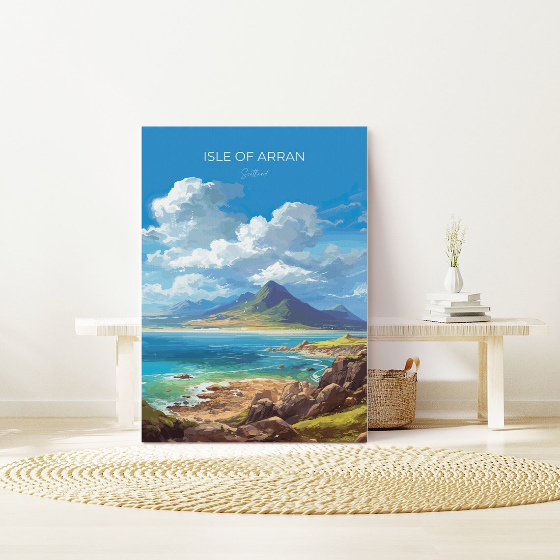 Isle of Arran Scotland Travel Poster Mountain Coast Sea Cliffs Art - Image 2
