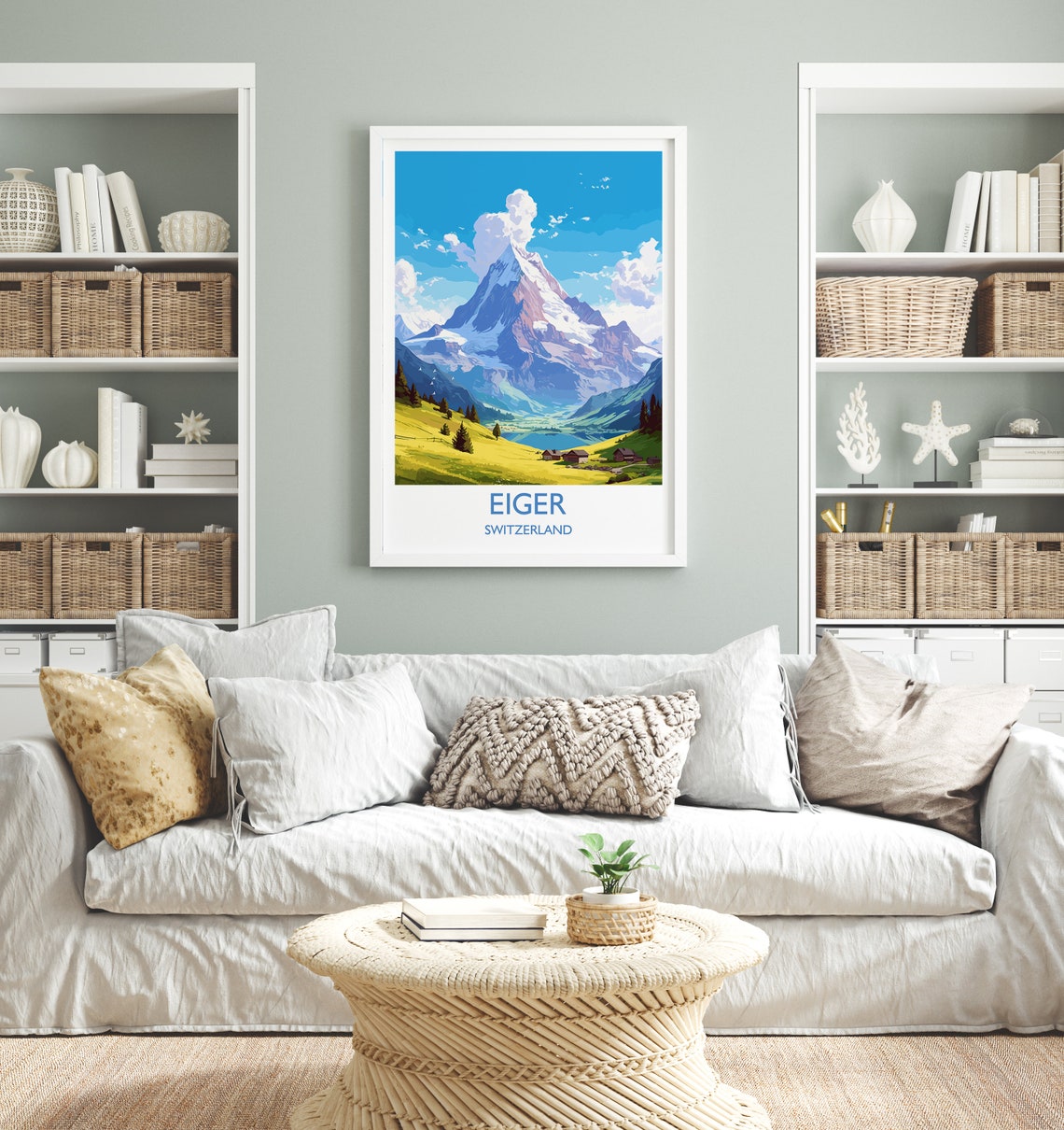 Eiger Switzerland Alpine Mountain Summit Valley View Art Poster - Image 4