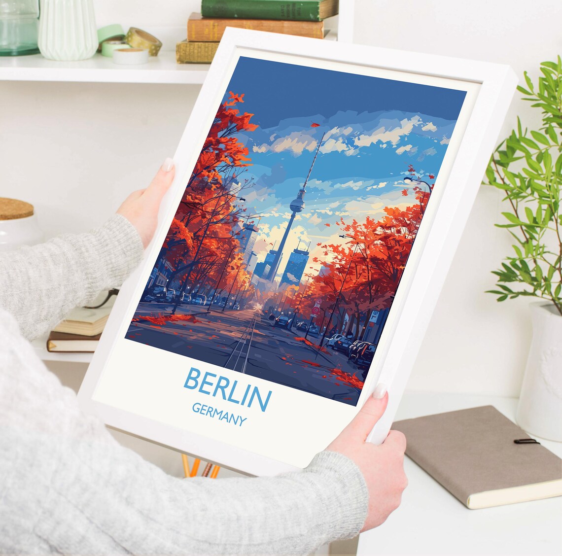 Berlin Autumn TV Tower Boulevard Classic Travel Banner Poster - Image 3
