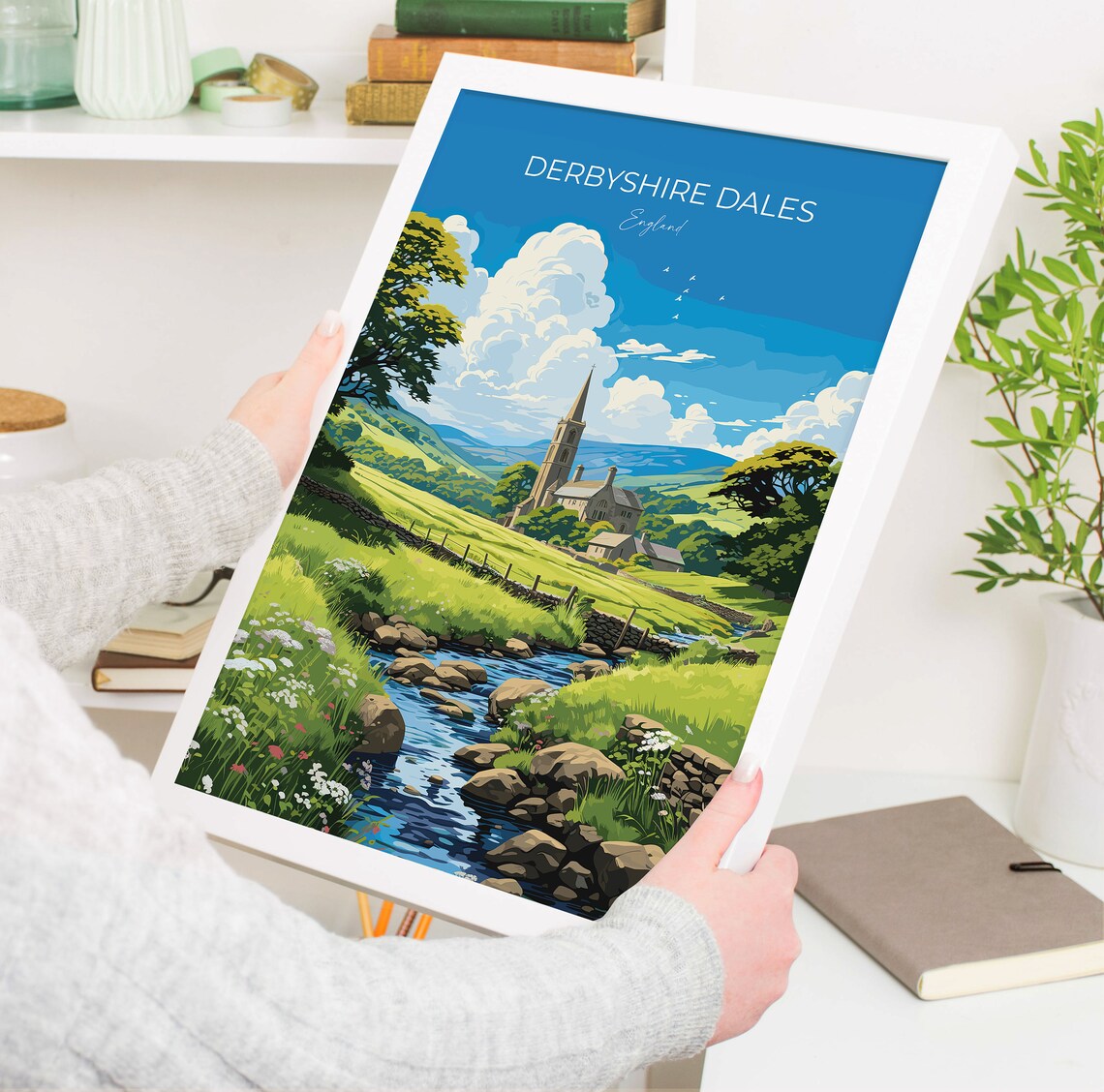 Derbyshire Dales Travel Poster, English Countryside - Image 5