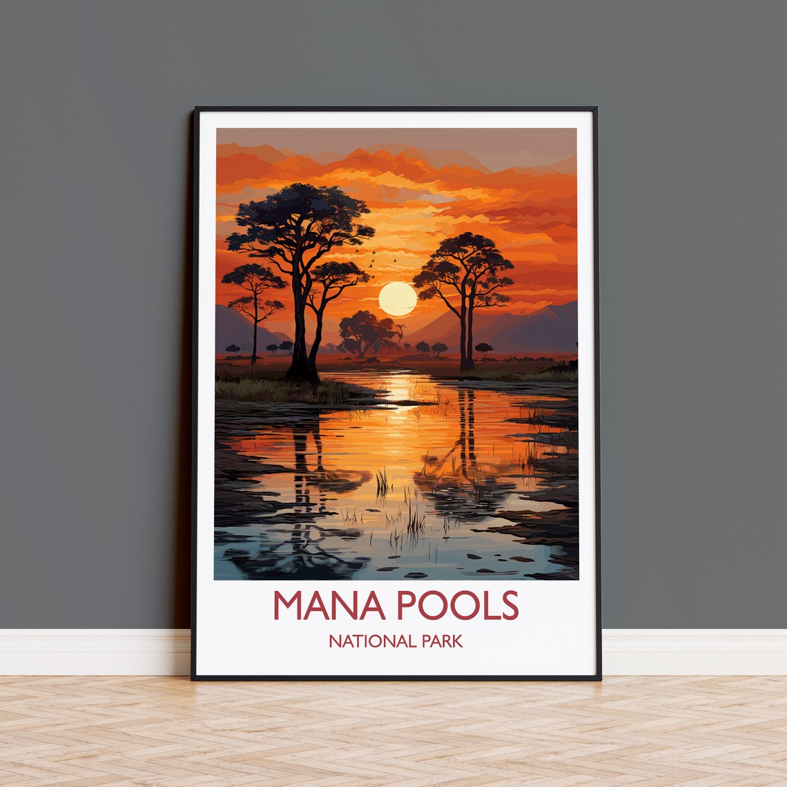 Mana Pools National Park Sunset Reflection Safari Zimbabwe Poster