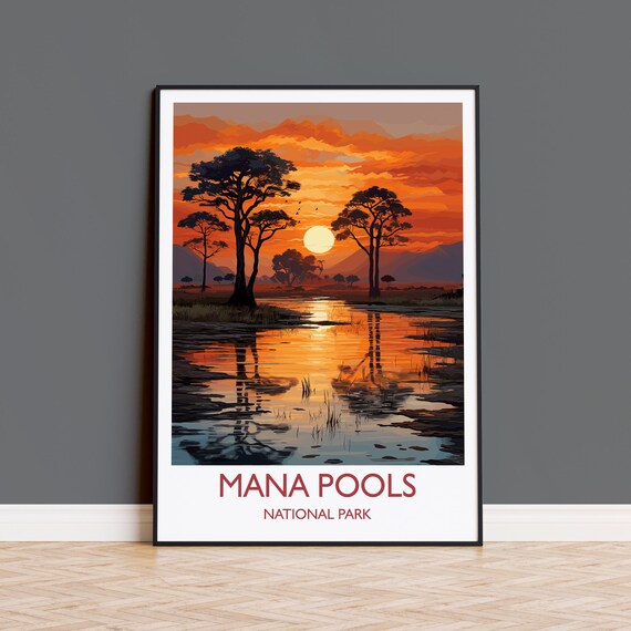 Mana Pools National Park Sunset Reflection Safari Zimbabwe Poster