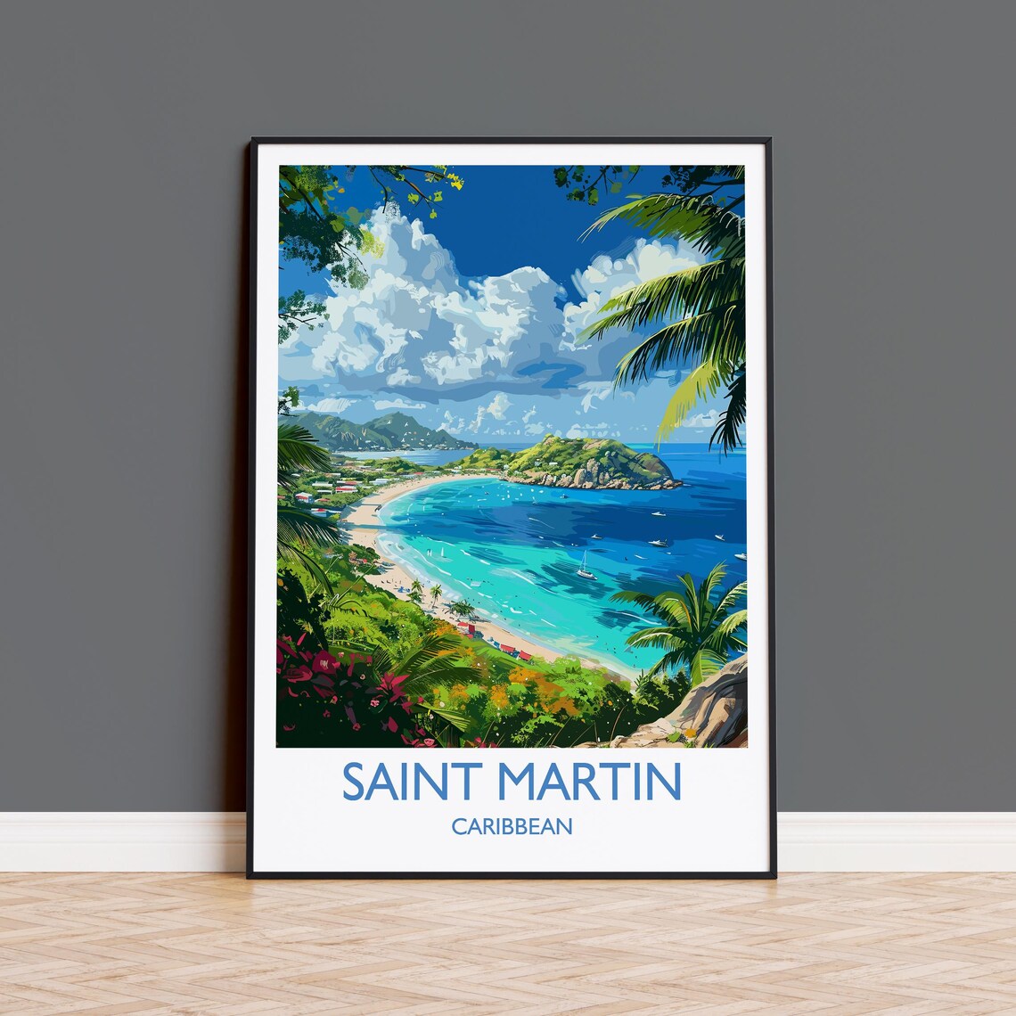 Saint Martin Travel Poster, Caribbean Wall Art Print