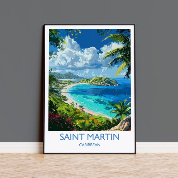 Saint Martin Travel Poster, Caribbean Wall Art Print