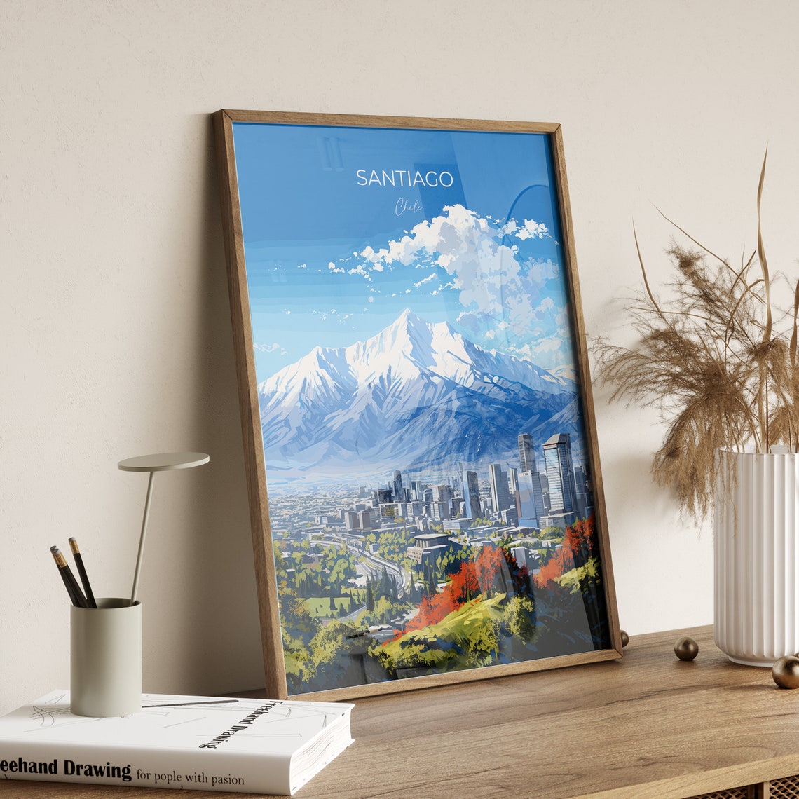 Santiago Travel Print Wall Art Travel Poster Of Santiago Santiago Art Gift Chile Art South America Art Lovers Gift - Image 2