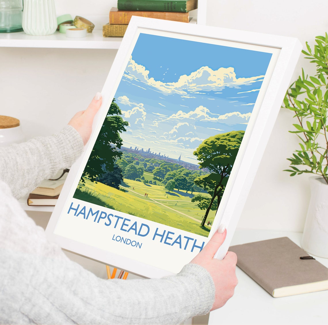 Hampstead Heath London Green Park City Skyline View Travel Poster - Image 5