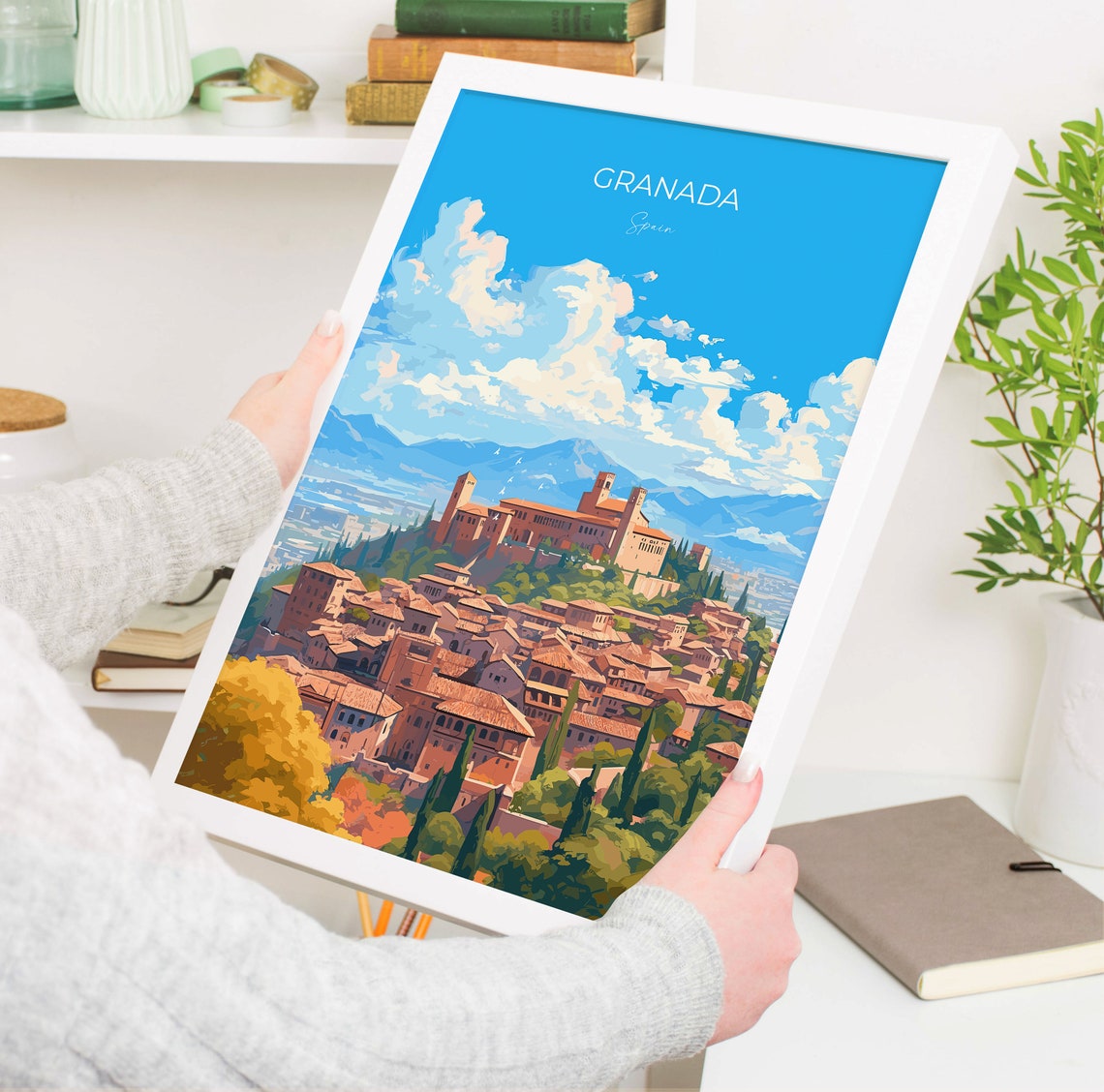 Granada Spain Hilltop Palace Sierra Nevada Travel Poster Wall Decor - Image 5