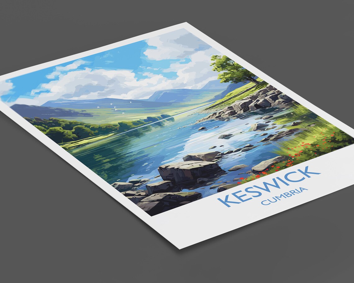 Keswick Travel Poster, Cumbria England Art Print - Image 2