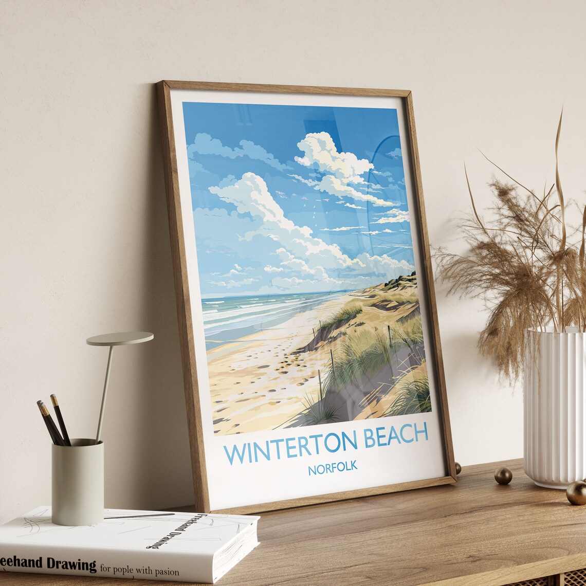 Winterton Beach Norfolk Coastal Dunes Sky Seaside Travel Poster - Image 2