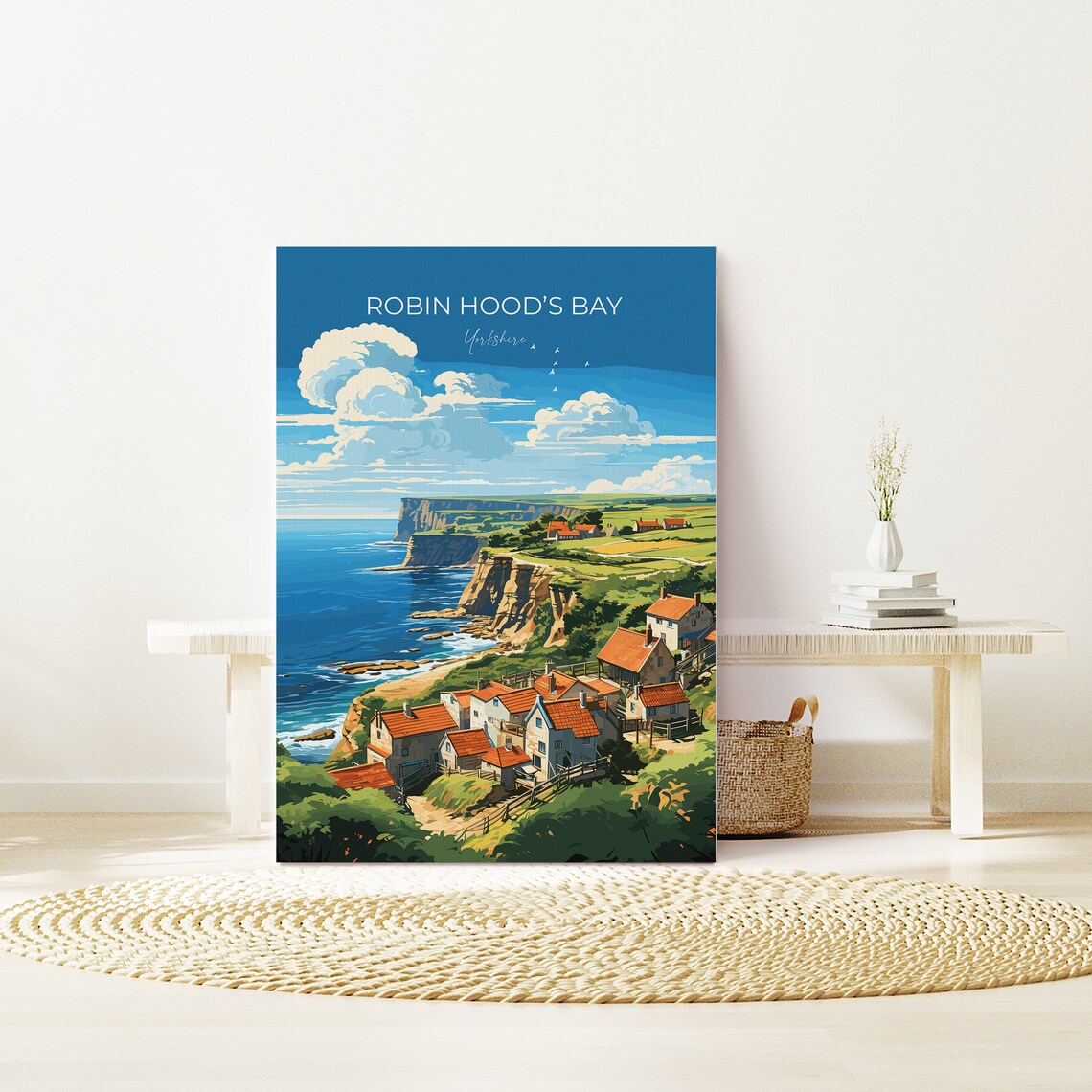 Robin Hoods Bay Yorkshire Cliffs Fishing Village Coastal Travel Poster - Image 3