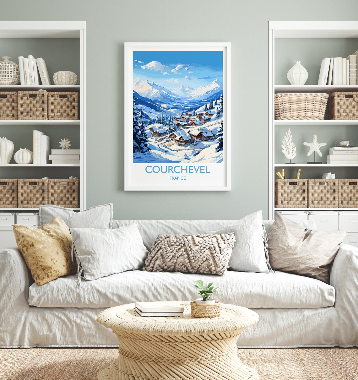 Courchevel France Alpine Village Snowy Peaks Ski Travel Poster - Image 4
