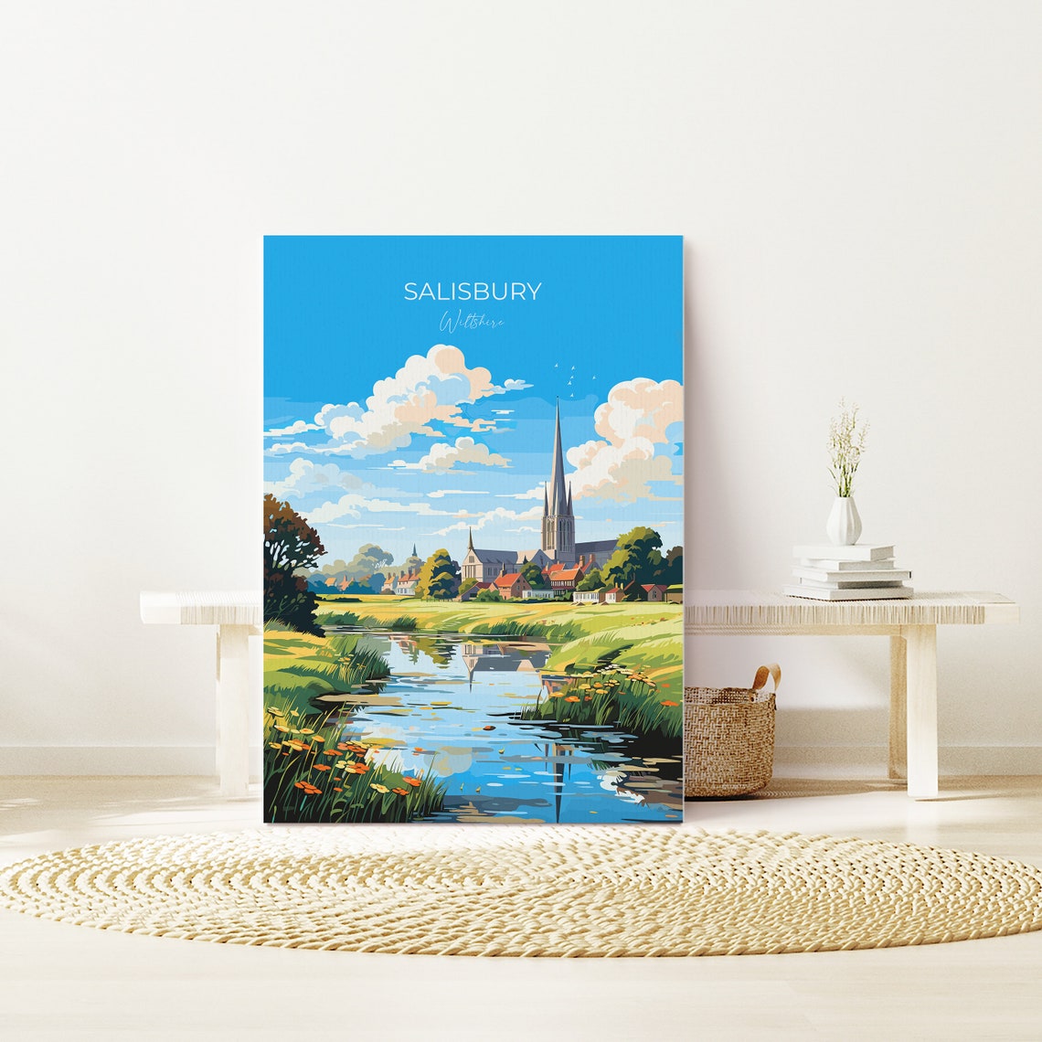 Salisbury Travel Print Wall Art Travel Poster Of Salisbury England Wiltshire Art Lovers Gift Salisbury Gift English Countryside - Image 3
