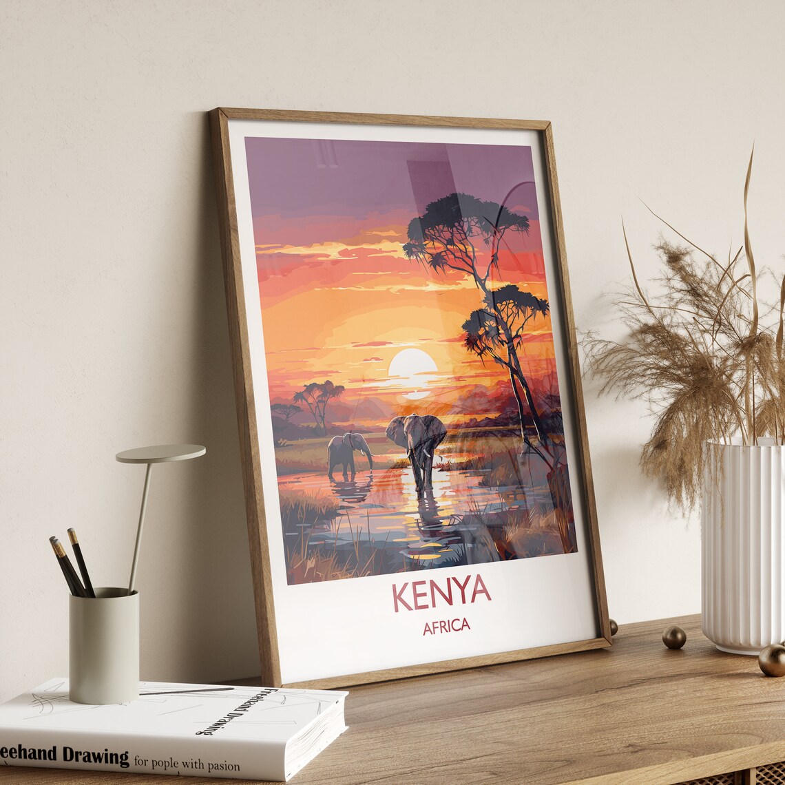 Kenya Travel Poster, Africa Sunset Travel Poster - Image 4