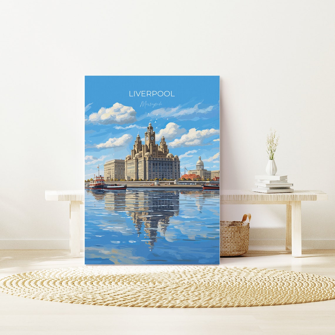 Liverpool Merseyside Waterfront Liver Building River View Poster - Image 3