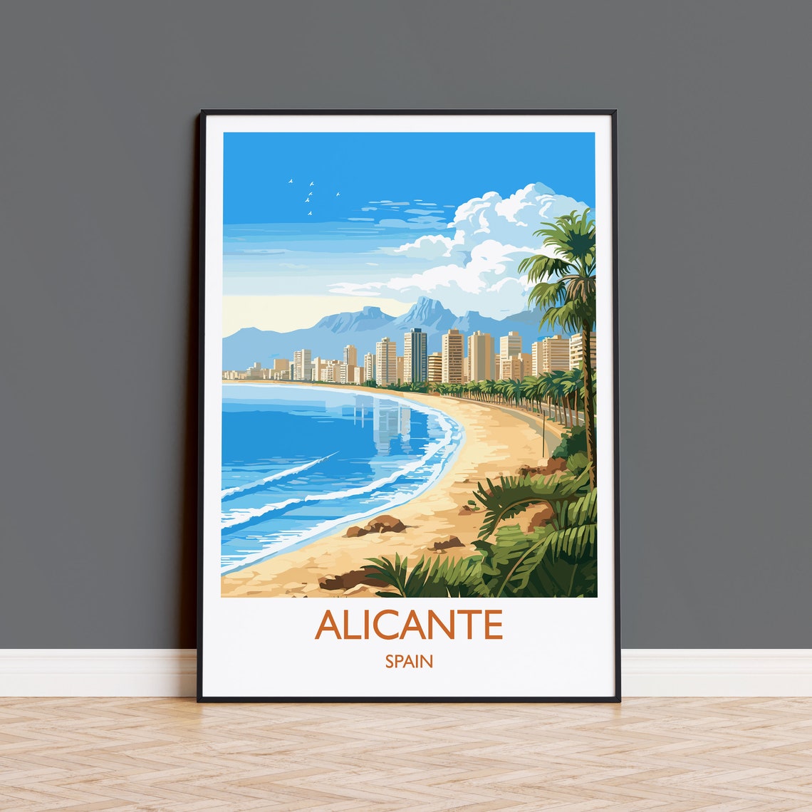Alicante Travel Print Wall Art Travel Poster Of Alicante Spain Alicante Art Gift Spanish Coast Art