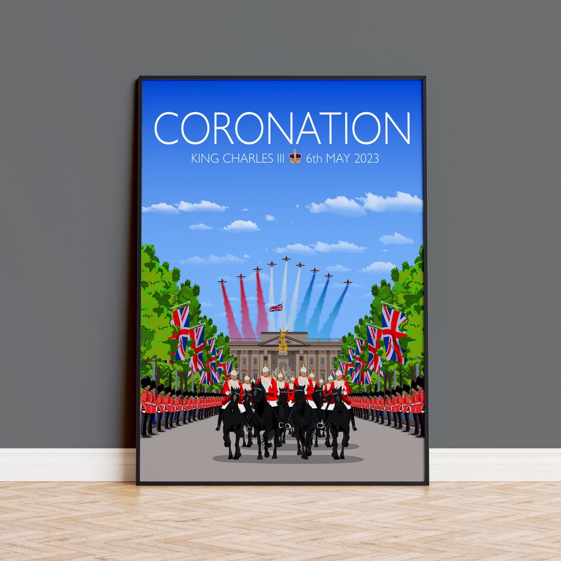 King Charles Iii Coronation Print London Travel Poster Buckingham Palace The Mall City Of London Uk Limited Edition Print