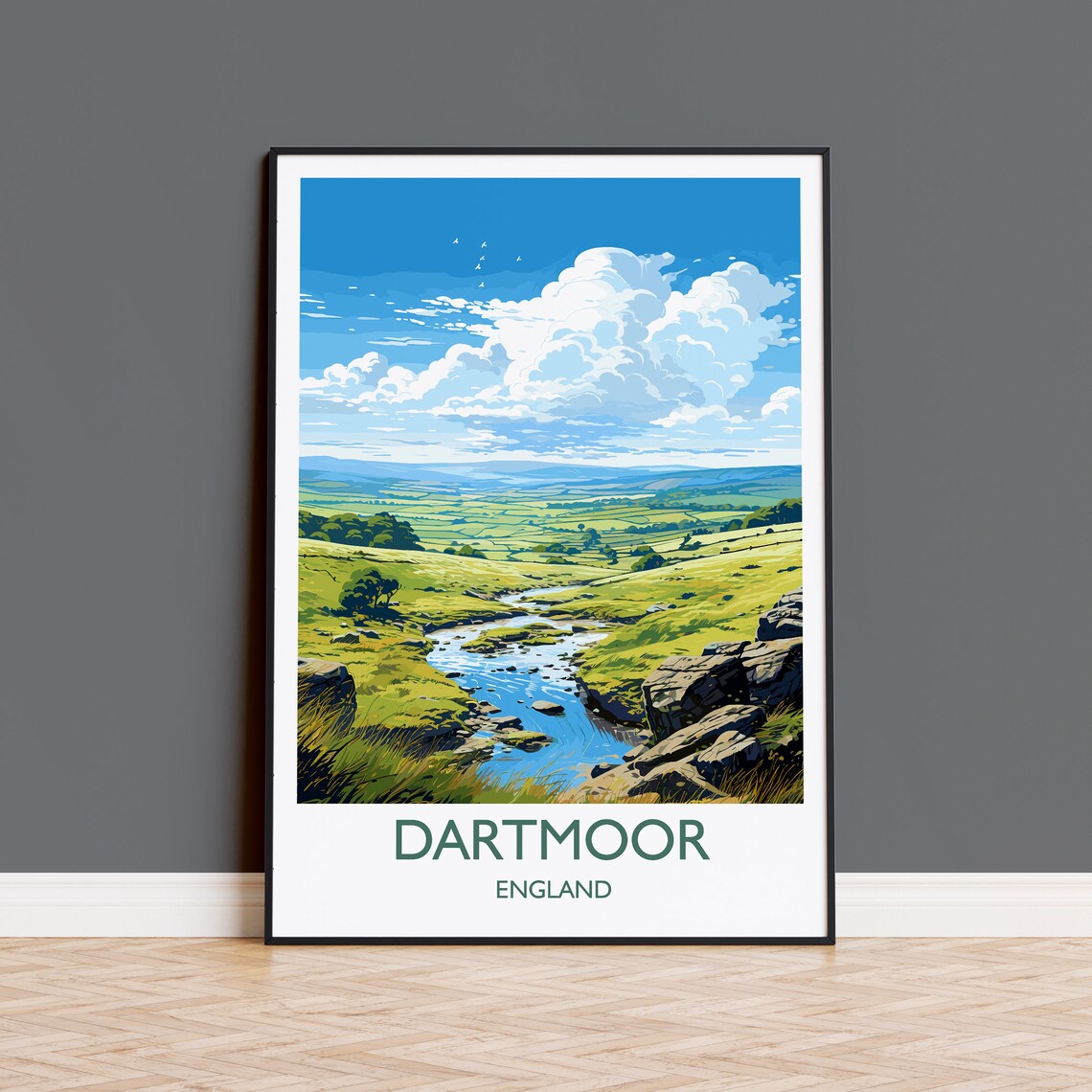 Dartmoor Travel Poster, English Countryside Art Print