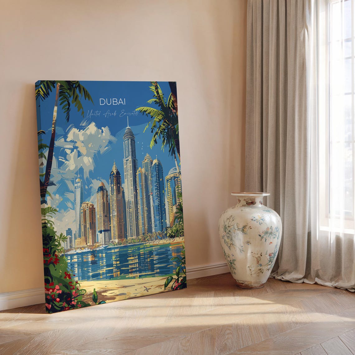 Dubai Marina Glass Towers Beachfront Palm View Travel Poster - Image 2