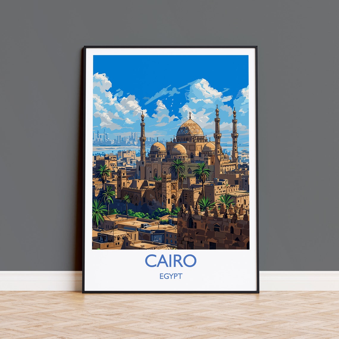 Cairo Egypt Islamic Cairo Historic Mosque White Border Travel Poster