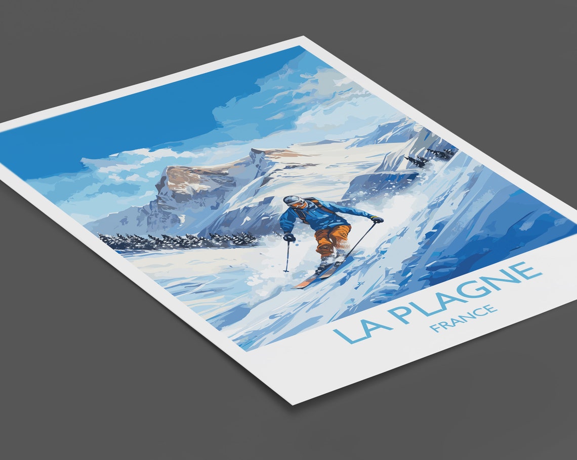 La Plagne Wall Art Travel Poster Travel Print Of La Plagne Ski Poster La Plagne Art Gift France Ski Art Travel Gift - Image 2