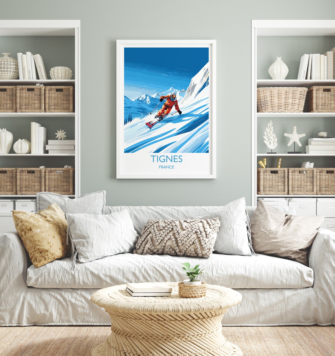 Tignes France Ski Resort Carving Skier Action Steep Slope Poster - Image 4