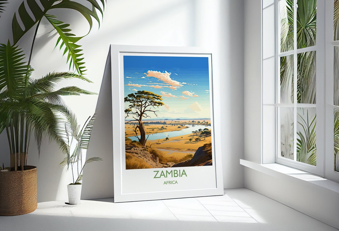 Zambia Travel Print Wall Art Travel Poster Of Zambia Zambia Gift Zambia Travel Art Africa Art Lovers Gift - Image 3