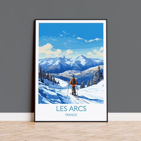 Les Arcs Wall Art Travel Poster Travel Print Of Les Arcs Ski Poster Les Arcs Art Gift France Ski Art Travel Gift