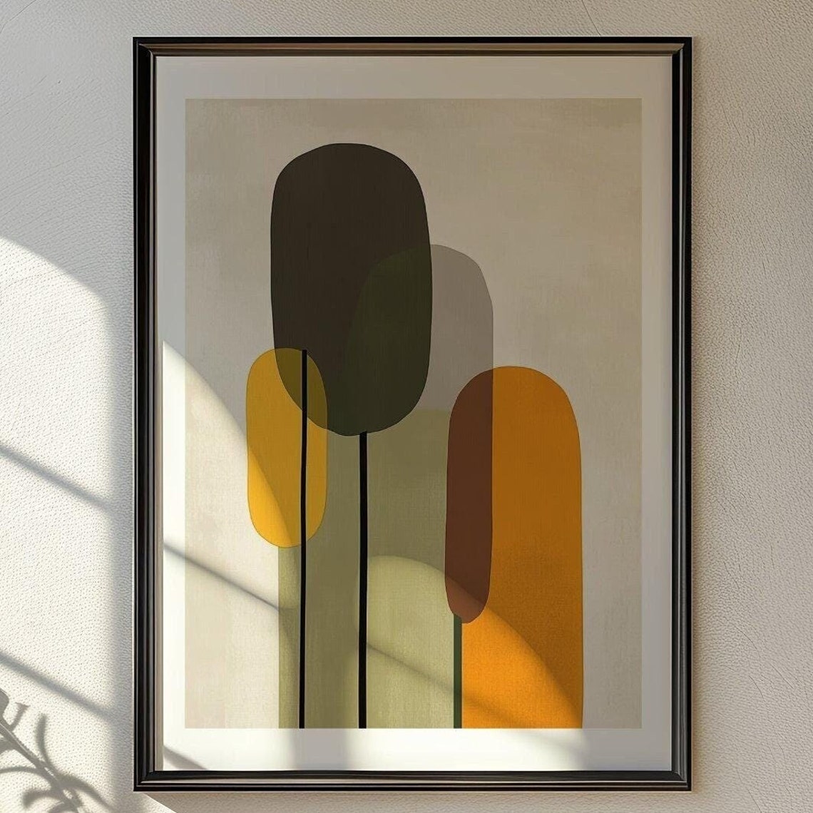 Olive and Mustard Arch Abstract Bauhaus Inspired Modern Poster