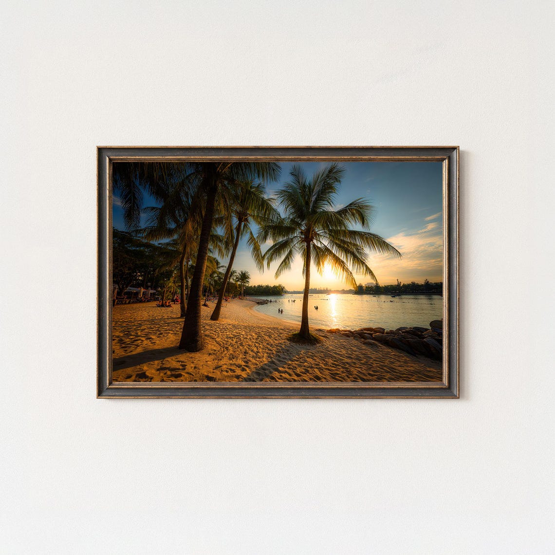Tropical Palm Trees Golden Sunset Beach Coastal Golden Hour Poster
