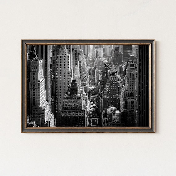 New York City Avenue Skyscrapers Black and White Photo Poster