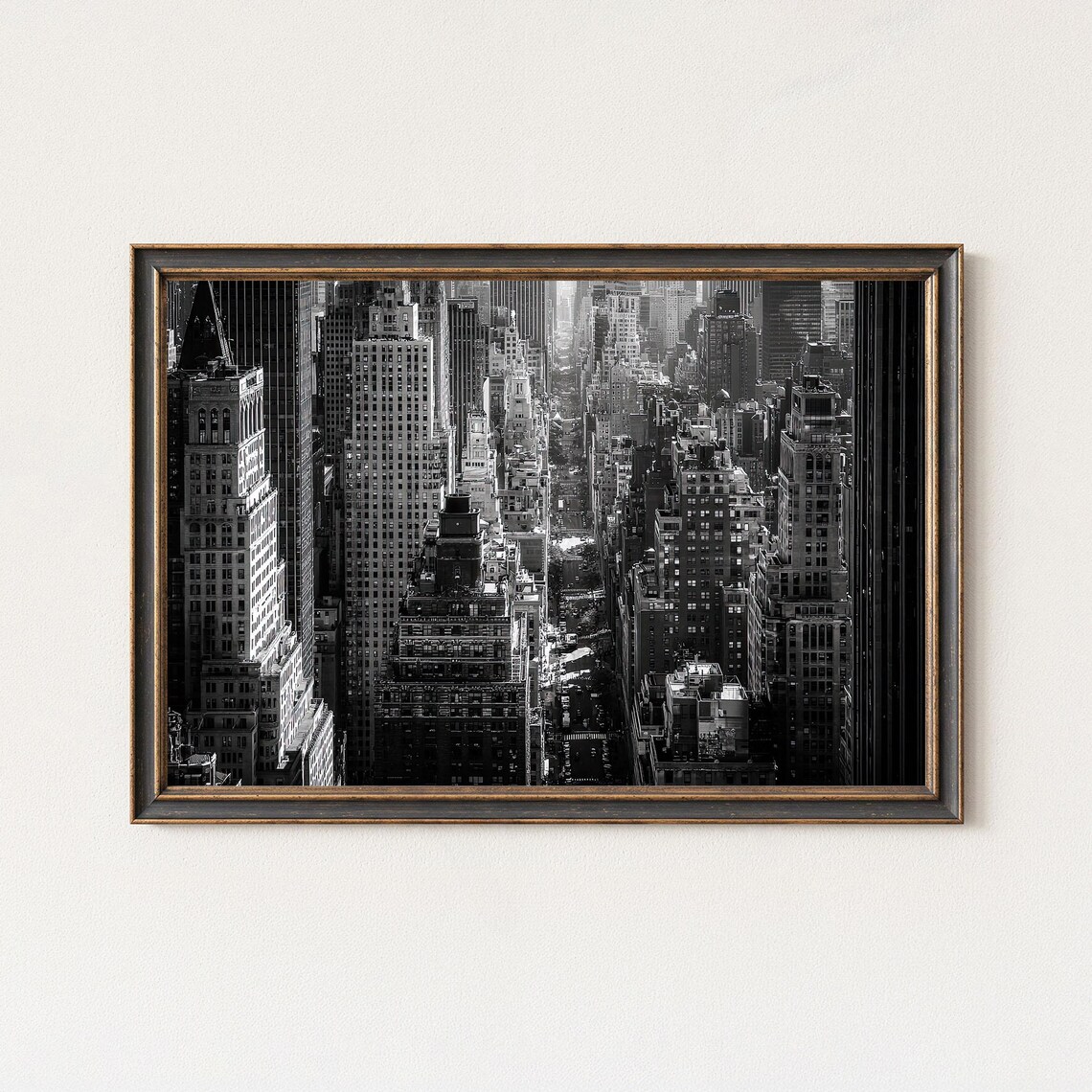 New York City Avenue Skyscrapers Black and White Photo Poster