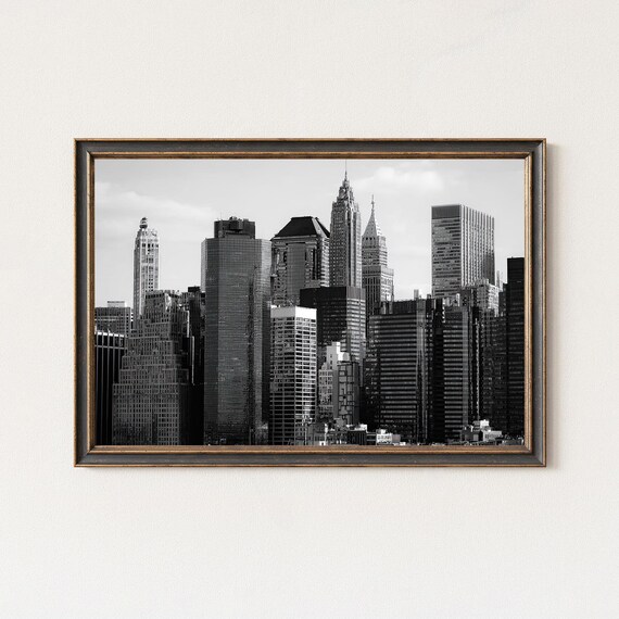 Manhattan Skyline Black And White Photography Print New York City Wall Art