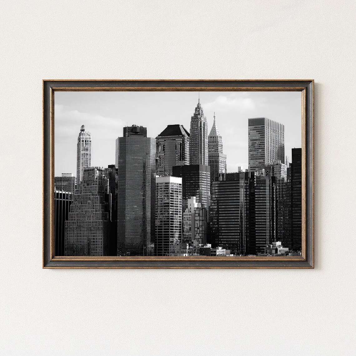 Manhattan Skyline Black And White Photography Print New York City Wall Art