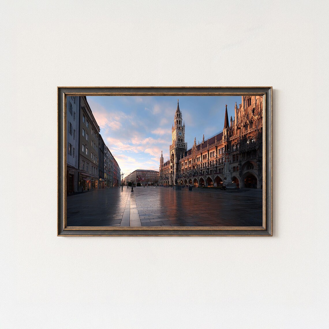 Munich Marienplatz Print Germany Sunset Cityscape Wall Art