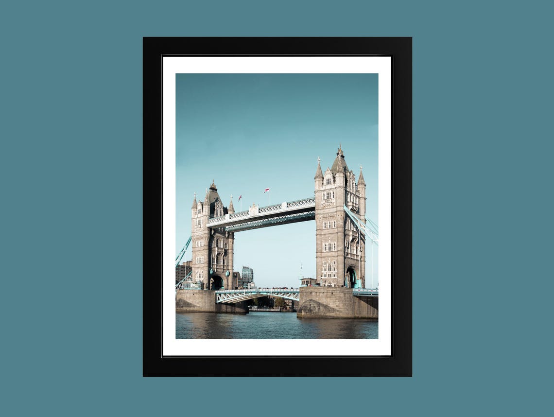 Tower Bridge London Minimalist Teal British Architecture Poster