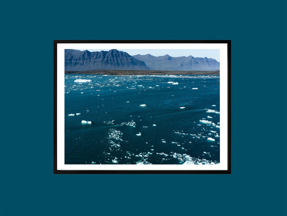 Arctic Icebergs Floating in Blue Water Nordic Seascape Print