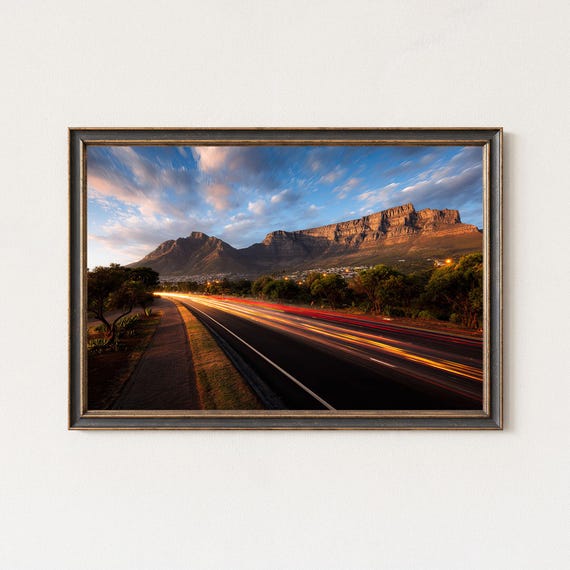 Cape Town Table Mountain Road Light Trails Wall Art