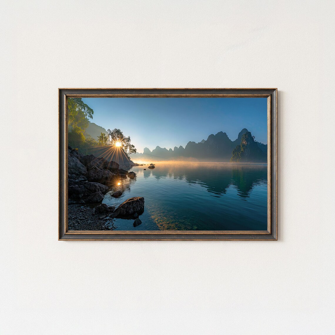 Khao Sok Lake Sunrise Thailand Misty Karst Mountains Photo Poster