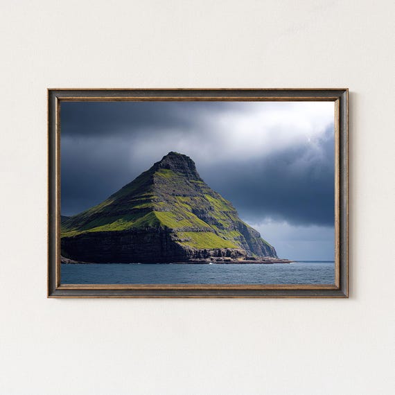 Faroe Islands Mountain Cliff Landscape Wall Art Print