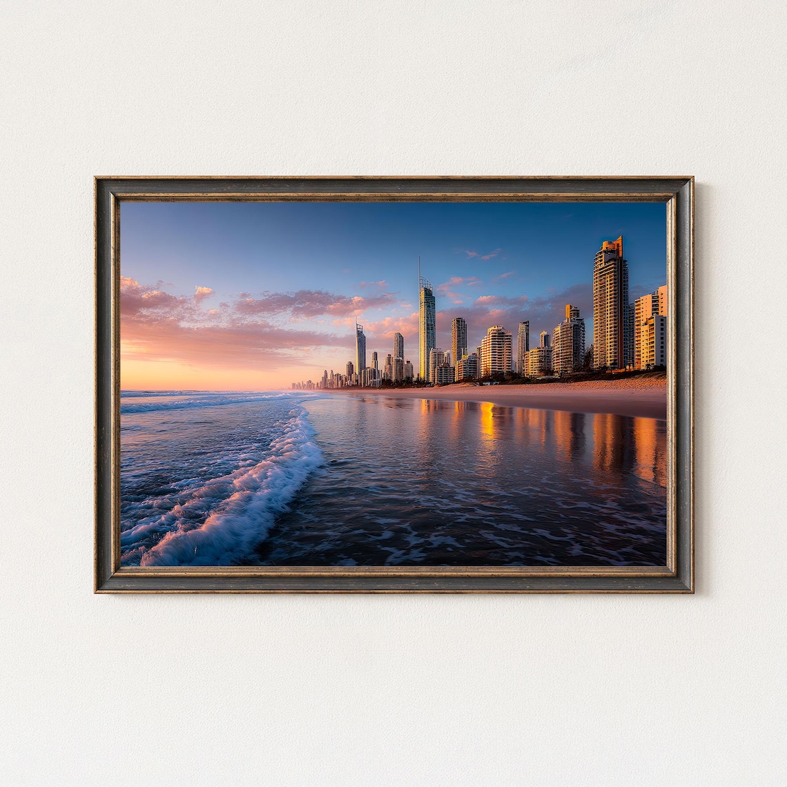 Surfers Paradise Gold Coast Sunrise Beach Skyline Australia Poster