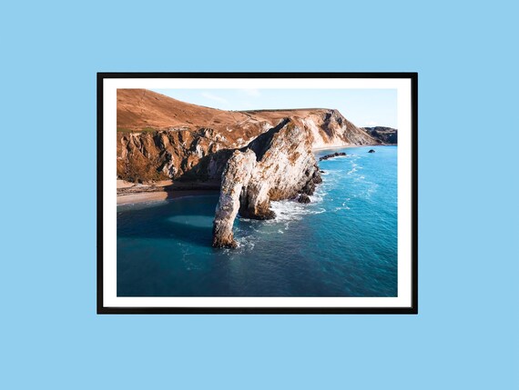 Durdle Door Aerial View Jurassic Coast Limestone Arch Ocean Poster