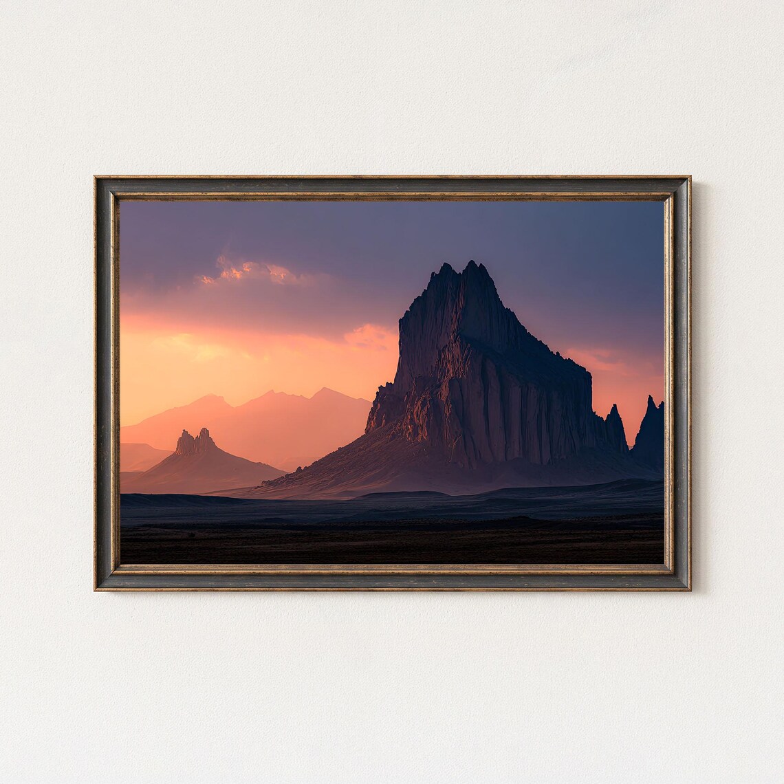 Shiprock New Mexico Purple Dusk Desert Silhouette Photo Poster