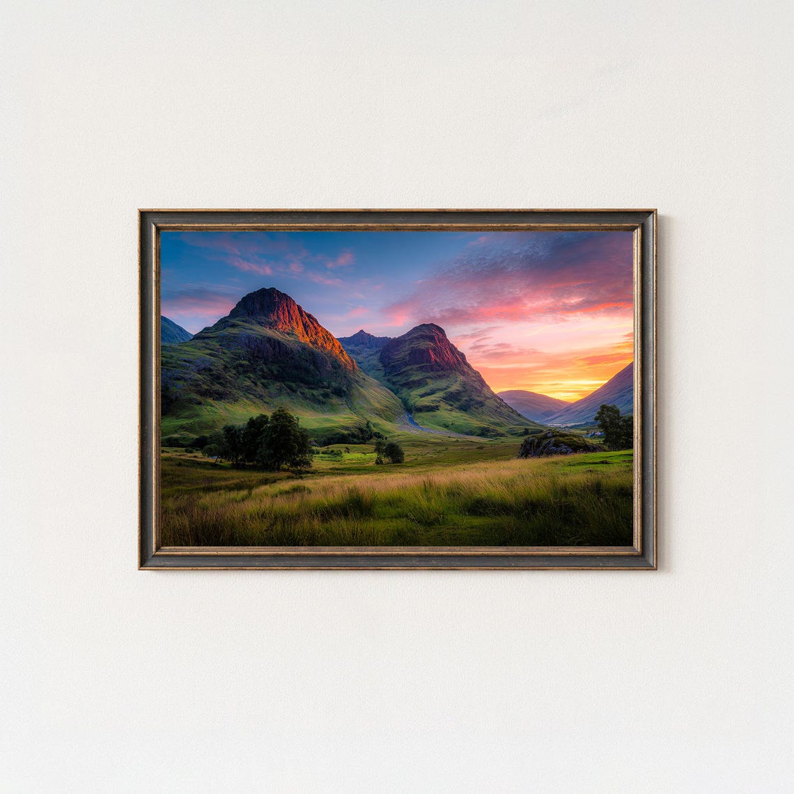 Glencoe Valley Scotland Sunset Mountain Landscape Photography Poster